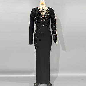 Crochet évidé broderie dentelle licou licou robe femme sens longue robe Socialite robe de soirée - Product Image 1