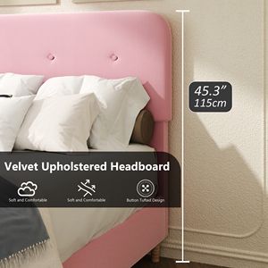 Kinderbetten Möbel Mädchen Prinzessin Rosa Samtbett Prinzessinnen-Kindermöbel Stoffbezogenes Kleinkinderbett - Product Image 3