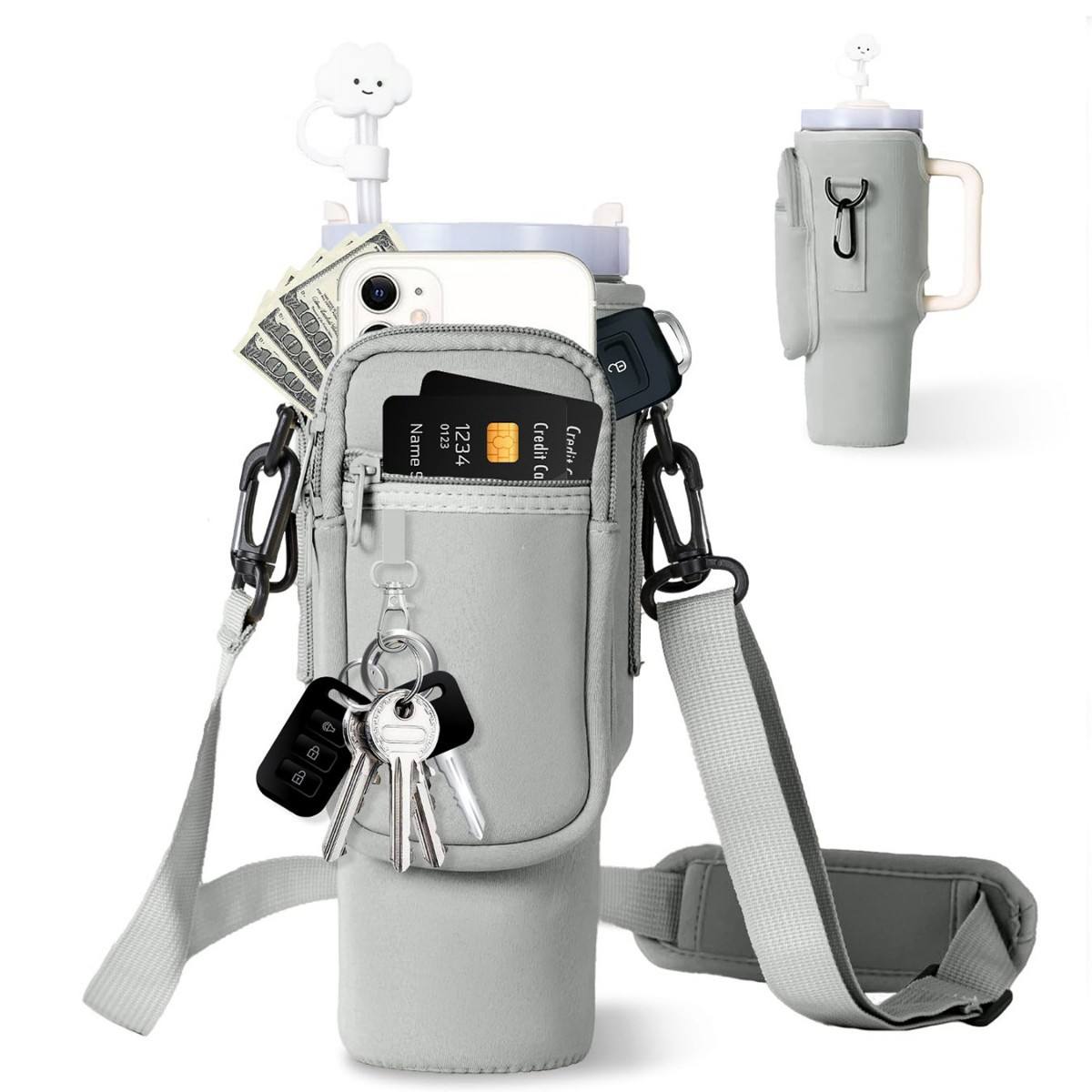 Gray (keychain + double zipper + carabiner + in stock, dropshipping available)