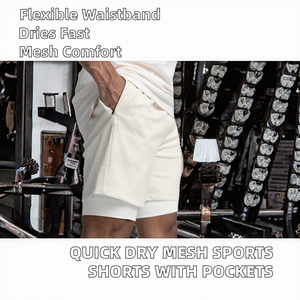 Shorts de sport d'extérieur à deux couches, respirants, à séchage rapide, à taille haute élastique, en maille, tendance, vente chaude, 100% polyester - Product Image 2