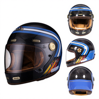 Nuevo Casco de Motocicleta Unisex de Fibra de Carbono Retro Integral con Certificación 3C, Apto para Todas las Estaciones, Estilo Cruiser y de Carreras