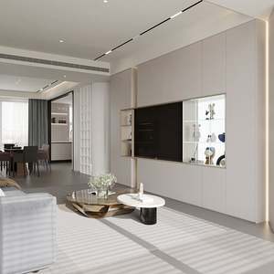 Meuble TV moderne de luxe avec éclairage LED, rangement élégant pour le divertissement à domicile ou à l'hôtel, pour le salon - Product Image 2