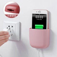 Boîte de rangement pour télécommande murale/étagère de chargement de téléphone de chevet pour TV et climatisation, support de rangement sans poinçon