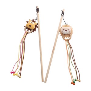 Jouets pour chats modernes et tendance avec poignées en bois, vente en gros, bâton interactif en peluche en forme d'animal pour chat, style dessin animé simple - Product Image 5