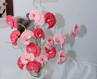 Bouquet de fleurs de pois doux en crochet rose fait main pour mariage, remise de diplôme, Halloween, décoration de la maison, cadeau écologique