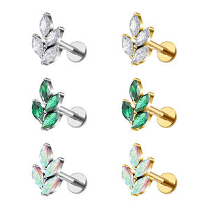 حلق بث الأذن من التيتانيوم Right Grand F136 16جرام على شكل أوراق الشجر تشيكوسلوفاكيا غضروف دائري أذن على شكل صدفة مجوهرات مجوهرات الأزياء - Product Image 1