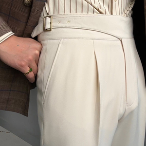 Servizi OEM Personalizzati, <span class=keywords><strong>Pantaloni</strong></span> <span class=keywords><strong>Eleganti</strong></span> Vintage a Vita Alta, Stile Gurkha, Vestibilità Slim per Uomo - Product Image 3