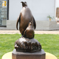 Sculpture de pingouin en bronze de grande taille RELONG, personnalisée pour l'extérieur, villa, parc, jardin