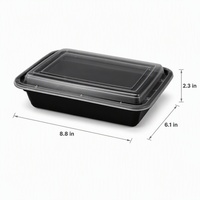 Boîte à lunch jetable en plastique HD de 32 oz de luxe avec couvercle pour les plats à emporter, la maison et les restaurants