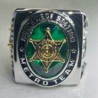 Bague de champion personnalisée METRA Team Sheriff, en laiton de haute qualité avec pierres en zircon 5A, bague de championnat.