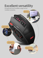 Souris de jeu sans fil optique ZELOTES F-13 avec programmation multi-touches, souris de jeu sans fil 2,4G BT de qualité supérieure, trois modes, pour droitier