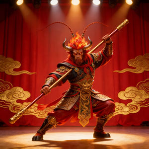 Scultura in Fibra di Vetro del Re Demone Toro Orientale con Bastone Dorato, Multi-Stile, <span class=keywords><strong>Mitologia</strong></span> Cinese, Oggetto da Collezione per Arredamento Casa - Product Image 3