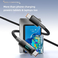 Kabel Pengisian Cepat 100w Grosir 1m Kabel Data Tipe c ke Tipe c Berbahan Nilon Kepang Kabel USB untuk Ponsel dengan Layar LED