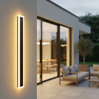 Applique murale solaire LED extérieure étanche en aluminium pour jardin, cour et balcon - Bande longue avec fixation murale et entrée par surface