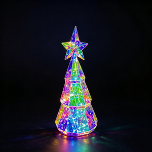 Iridescent Christmas <b>Tree</b> <b>LED</b> <b>Lighted</b> Xmas <b>Tree</b> Prismatic Holographic Tabletop Centerpiece Modern Holiday Decorative <b>Lighting</b> - Product Image 5