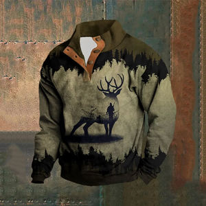 Felpa da <span class=keywords><strong>uomo</strong></span> con stampa fotografica 3D personalizzata alla moda stile americano Bear carar Pullover con colletto rialzato felpa - Product Image 6