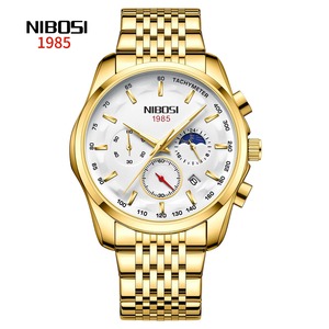 Montre-bracelet analogique à quartz de luxe pour homme Drioshipping, classique, en acier inoxydable noir, résistante à l'eau 100M, montre de mode - Product Image 2