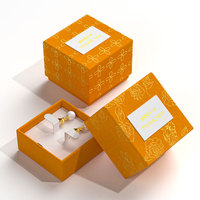 Coffret cadeau bijoux détachable haut de gamme personnalisé pour présentoir de bagues Insert gaufré logo feuille d'or vert olive exclusif