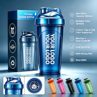 Gourde de sport portable sans BPA en PP, anti-fuite, pour protéines, 500ml/700ml, revêtement compatible lave-vaisselle, vente en gros