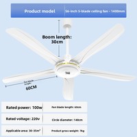 Ventilateur de plafond industriel 56 pouces 100W, à pales en fer, pour salon domestique, dortoir, ventilateur électrique suspendu puissant