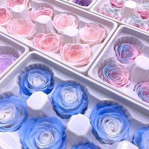 D427 Caja de Materiales para DIY de Ramo de Regalo de San Valentín, Color Degradado Azul Hielo de Ensueño, con Cabezales de Rosa Preservada - Product Image 1