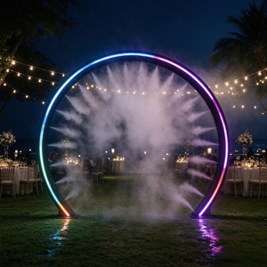 LEDA Elegant LED RGB <b>Light</b> Mist Arch Smoke Fog <b>Circle</b> Door Wedding Event Backdrop Metal Party Stage Entrance Decor - Product Image 1