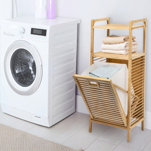 מכבסה מכירה חמה במבוק עם מתלה ארון מדף אחסון ארון עם tilt החוצה סל בגדים שקית bsci מפעל - Product Image 6