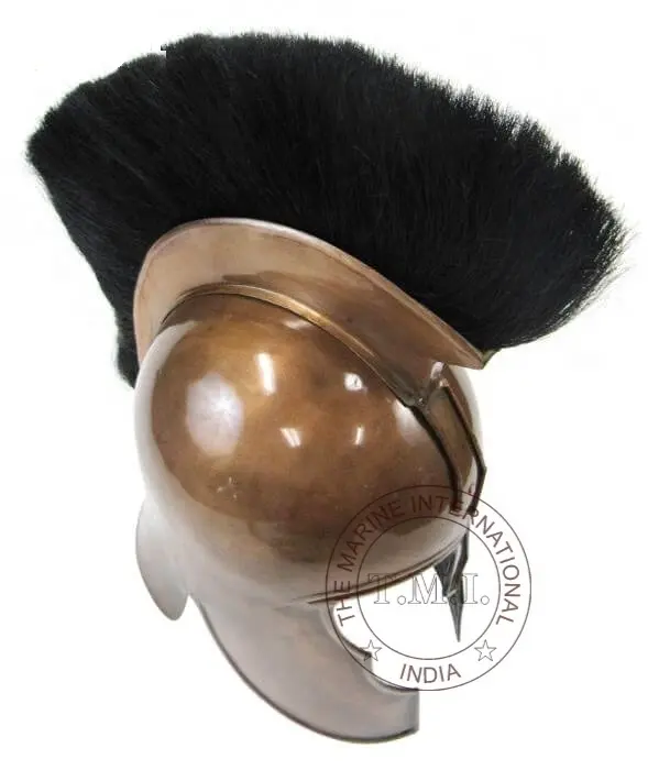 Handgemaakte 18 Gauge Massief Staal Antieke Afwerking Met Zwarte Kleur Pluim Op Top Spartan Helm 300 Movie Helm Decor Gift.