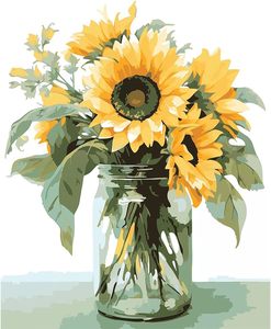 Pintura al Óleo Digital DIY, Adecuada para Decoración del Hogar, Pintura <span class=keywords><strong>de</strong></span> Girasoles por Números con Marco - Product Image 2