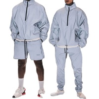Qualité supérieure personnalisée pour ensemble de survêtement imprimé bouffant Streetwear en nylon respirant petite quantité minimale de commande à capuche 50PCS maquettes OEM gratuites Premium