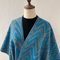 Châle d'hiver pour femme, motif zigzag, en polyester épais et extra-large, idéal pour les salles climatisées, inspiré du tourisme du lac Sayram du Xinjiang