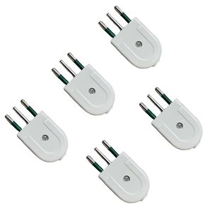 Gloca Lot de 5 prises volantes 10A 2P+T blanches, norme italienne 250V AC, prise mâle - Product Image 1