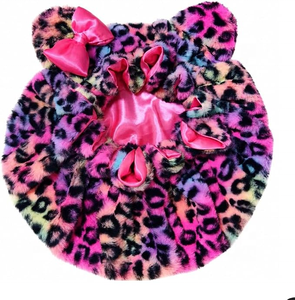<span class=keywords><strong>Bonnet</strong></span> de nuit en peluche de luxe pour femme, motif léopard, avec capuche protectrice, pour le sommeil, le coiffage et les soins capillaires - Product Image 2