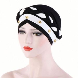 Modèles Printemps-Automne : Bonnets Musulmans en Soie de Lait, Turbans en Coton à Perles et Tresses, Bonnets Hijab, Turbans Prêts-à-Porter pour Femmes Musulmanes - Product Image 3