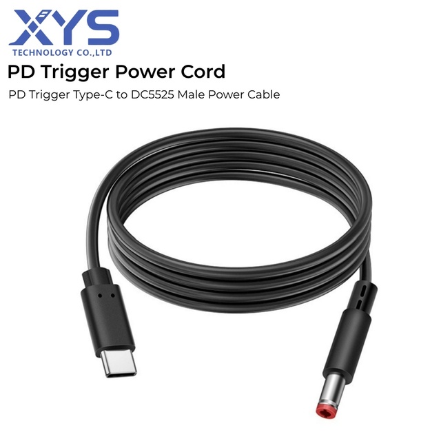 PD Trigger Type-C to DC5525 Male Power Cable, USB-C PD to DC5.5x2.5mm Power Conversion Cord