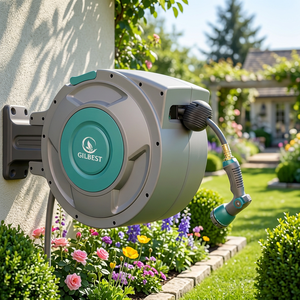 Avvolgitubo <span class=keywords><strong>da</strong></span> <span class=keywords><strong>Giardino</strong></span> Automatico Retrattile ad Alta Pressione con Connessione Rapida e Montaggio a Parete - Product Image 1