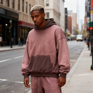 TKAN244D personnalisé hommes grande taille lâche coton lourd 480 GSM motif solide 3D brodé sans ficelle lavé pull à capuche - Product Image 1