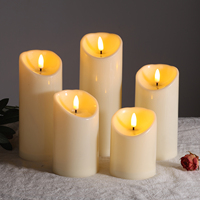 Ensemble de 5 bougies pilier LED 3d Real Flame à piles Matti décoration de la maison bougie en plastique LED sans flamme