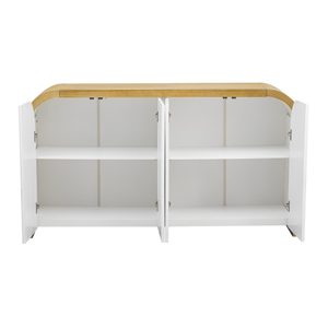 59.8'' Modern Solid Wood Sideboard Buffet <b>Cabinet</b> with Arched Ceiling 4-Door <b>Pine</b> Veneer Storage and Easy Assembly - Product Image 4