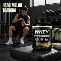 Poudre de protéines de lactosérum à marque privée, saveur melon Hami, complément nutritionnel sportif pour le gain musculaire, OEM ODM, vente en gros