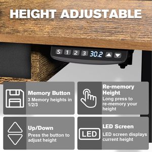 Điện đứng mở rộng bàn có thể điều chỉnh chiều cao với 4 ngăn kéo, kệ lưu trữ đôi Đứng lên bàn, bàn văn phòng tại nhà - Product Image 4