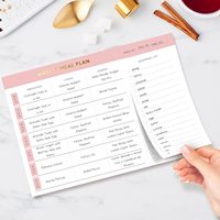 Cuaderno de Planificación Semanal de Comidas y Lista de Compras con Papel Dorado, para Pérdida de Peso, Menú Semanal con Lista de Compras Desprendible