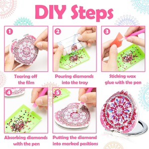 Design personalizzato 5d Diamond Painting Mini specchio per il trucco tascabile doppio lato in cristallo - Product Image 5