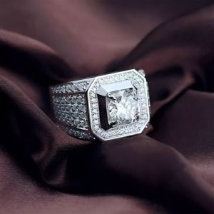 FOXIフルダイヤモンド2.5Ctラウンドカットリアルモアッサナイトメンズウェディングリング925スターリングシルバーホワイトゴールドメッキモアッサナイトピンキーリング - Product Image 4