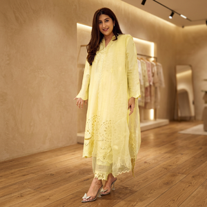 Robe en mousseline de soie élégante à col en V Lemon Fusion, respirante, pour le printemps et l'été - Product Image 2