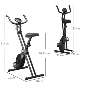 HOMCOM-Vélo d'exercice professionnel avec résistance et hauteur réglables, en acier et PP, 41x86x112 cm, noir - Product Image 3
