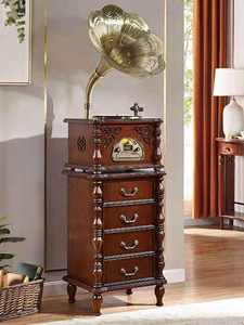 Gramófono de Madera de Nogal Personalizado de Fábrica con 3 Velocidades, BT, FM, Bocina de Cobre y Reproductor de Discos para Decoración de Sala de Estar, Audio de Alta Fidelidad - Product Image 4