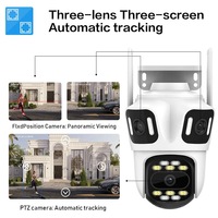 Cámara Wifi PTZ Wistino P2P ICSEE de Tres Lentes y Tres Pantallas, Cámara IP Exterior 6K HD con Seguimiento Automático, Cámaras de Seguridad con Video Wifi