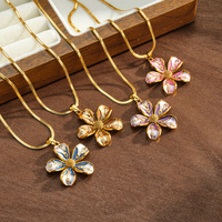 Collier à maillons tendance avec pendentifs breloques fleur en acier inoxydable chic, plaqué or 18 carats, accessoires personnels, vente en gros TGXL14121