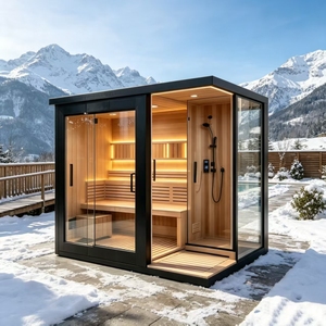 Sauna <span class=keywords><strong>doccia</strong></span> in cedro rosso, resina di pino, trasparente e duratura, per esterni, adatta a insetti e formiche, non soggetta a corrosione - Product Image 1